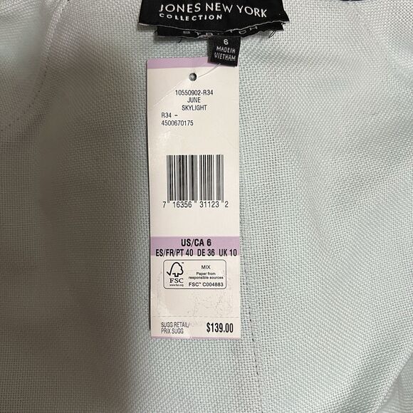 Jones New York Cotton & Linen Blend Zip‎ Up Jacket Size 6 Teal Black And White - Picture 4 of 5